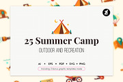 25 Summer Camp icons with Graphics
