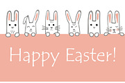 Happy Easter banner with bunny faces