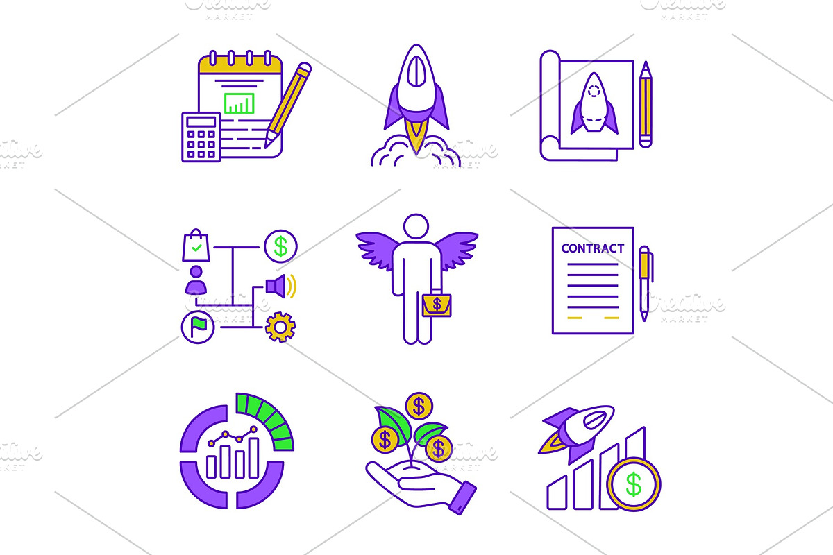 Startup color icons set in Icons - product preview 8