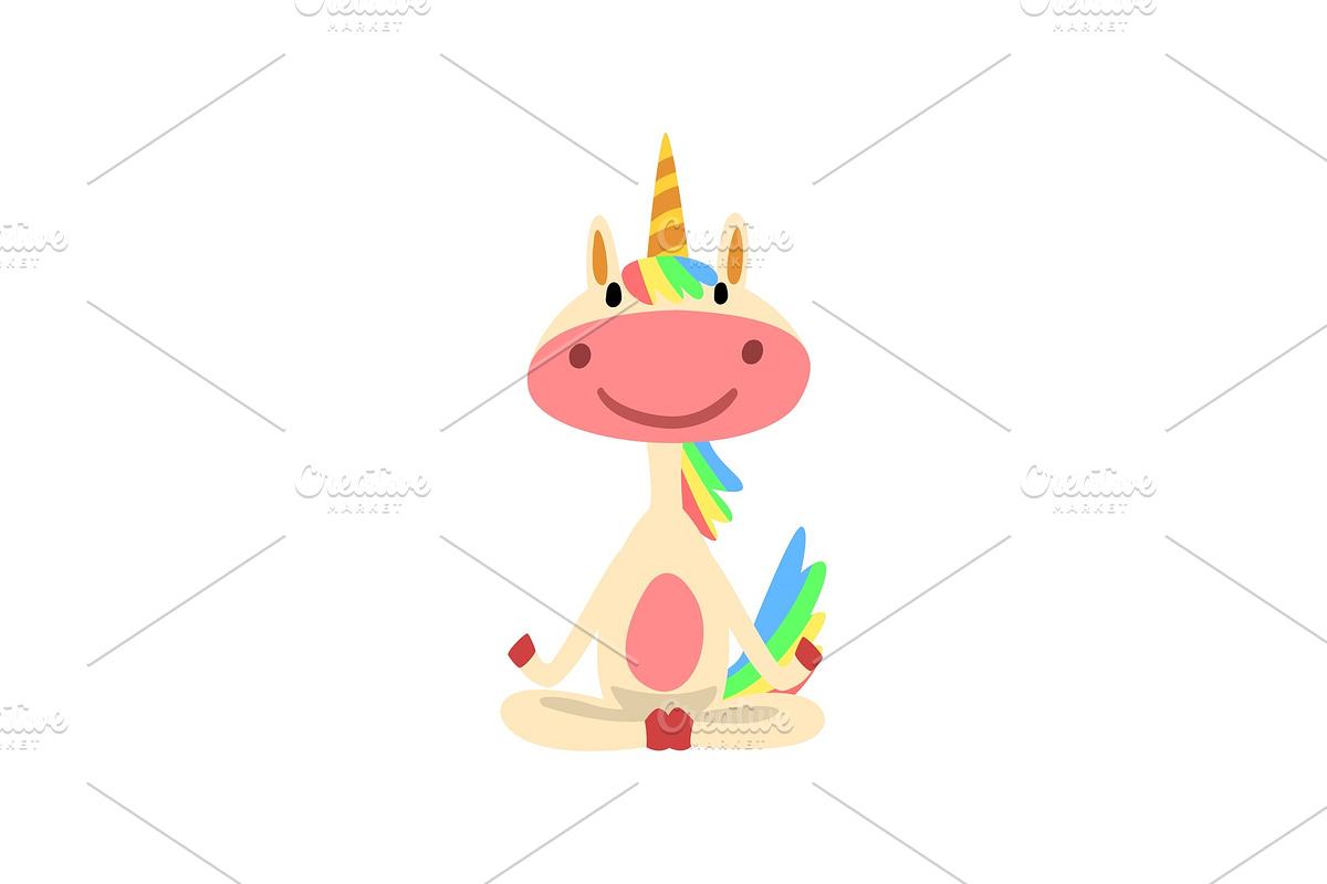 Funny Unicorn Sitting in Lotus in Illustrations - product preview 8