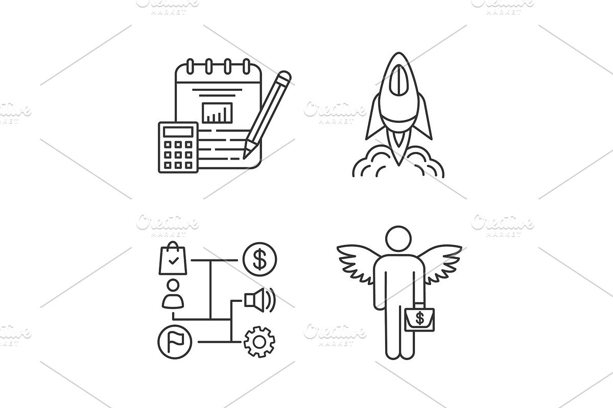 Startup linear icons set in Icons - product preview 8