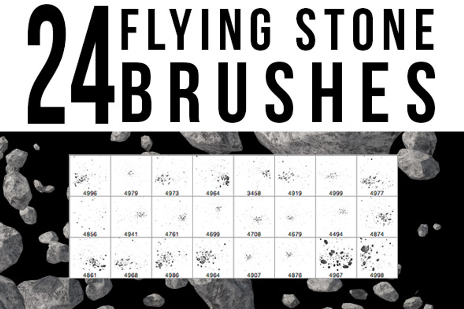24 Flying Stone Brushes in Photoshop Brushes - product preview 8
