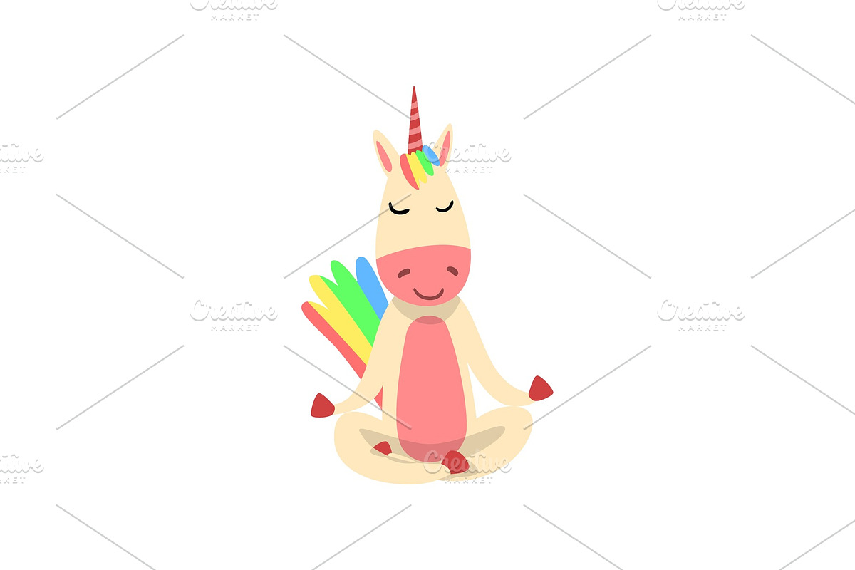 Funny Unicorn Meditating in Lotus in Illustrations - product preview 8