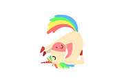 Lovely Funny Unicorn Character with