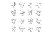 Phone services linear icons set