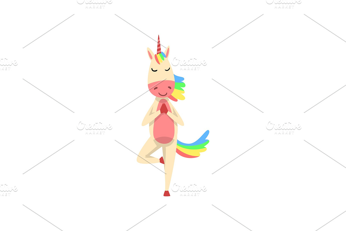 Funny Unicorn Meditating in Tree in Illustrations - product preview 8