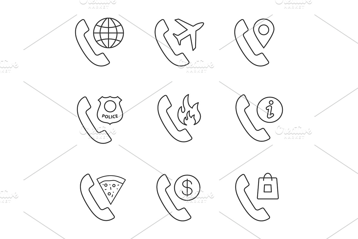 Phone services linear icons set in Icons - product preview 8