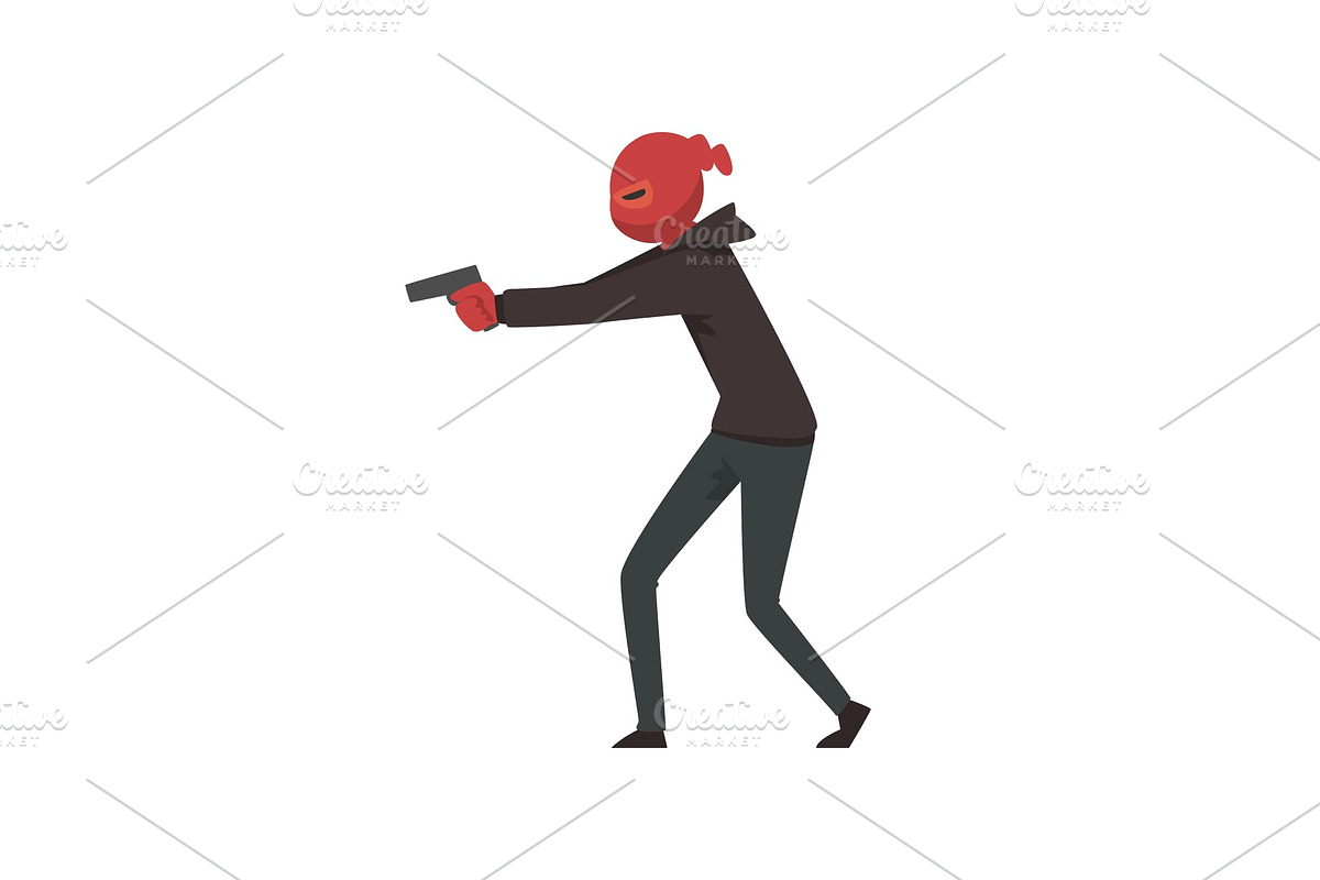 Robber or Burglar Dressed in Black in Illustrations - product preview 8