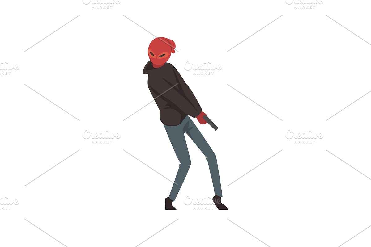 Masked Robber or Burglar Standing in Illustrations - product preview 8