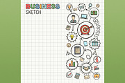Business hand draw icons on paper