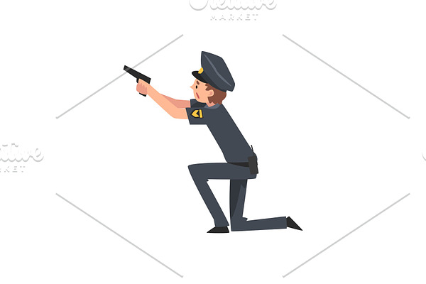 Policeman with Gun, Police Officer