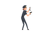 Police Woman with Gun and Handcuffs