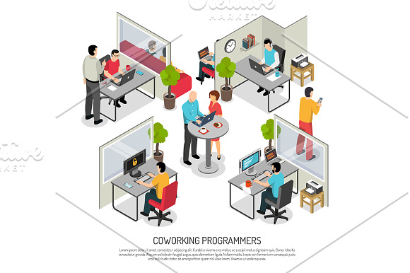Programmer Isometric Set in Illustrations - product preview 1