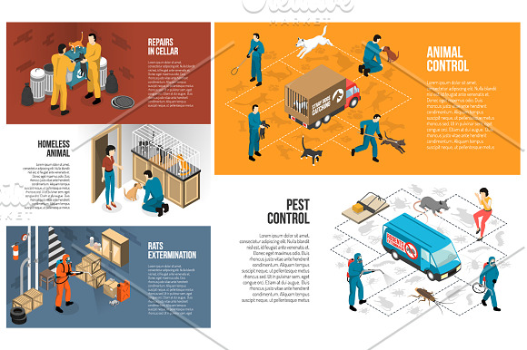 Animal Control Isometric Set in Illustrations - product preview 3