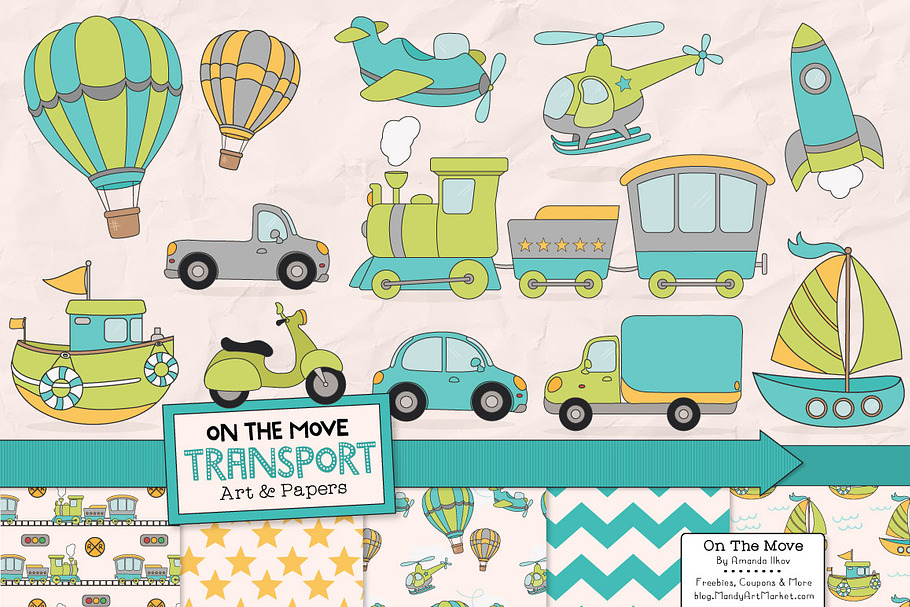 Transportation Art & Patterns in Illustrations - product preview 8