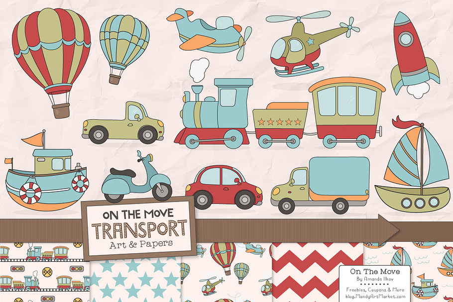Transportation Clipart & Patterns in Illustrations - product preview 8