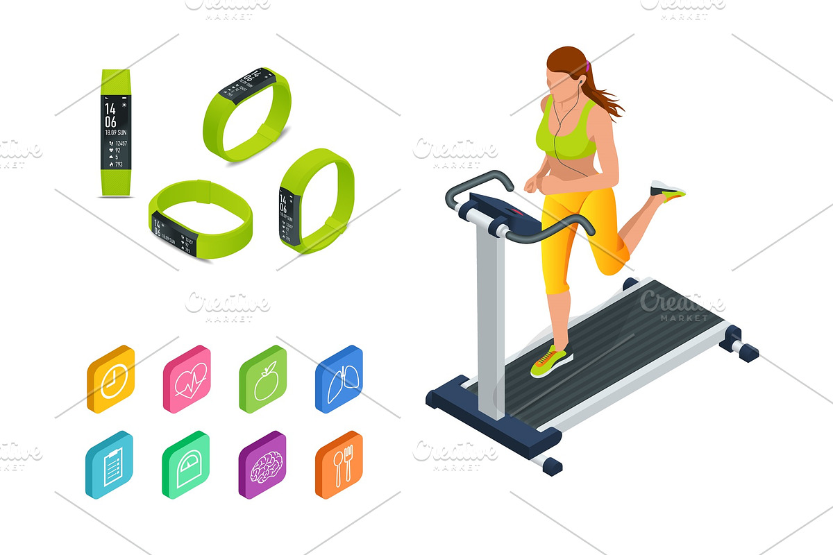 Isometric running on a treadmill and in Illustrations - product preview 8