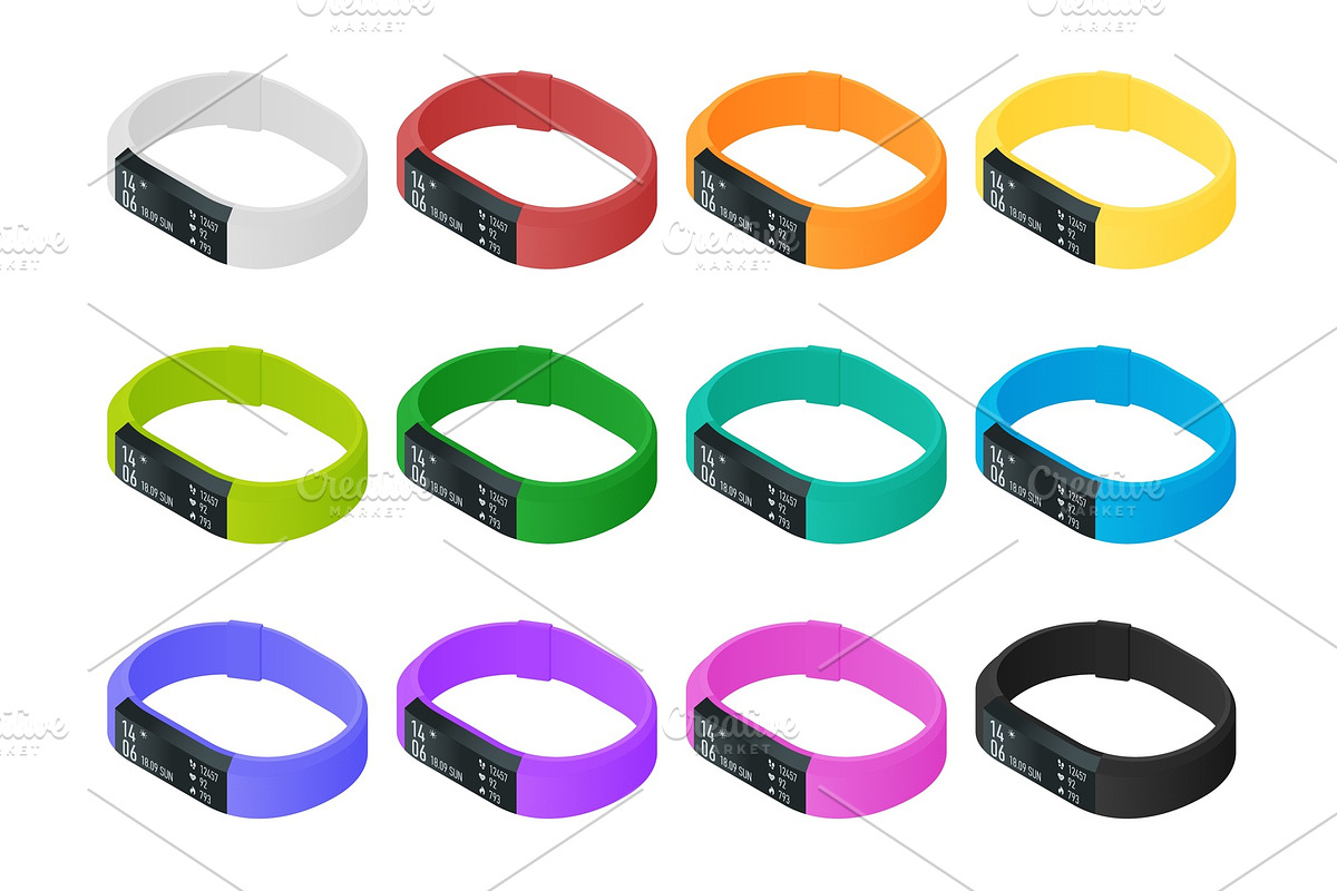 Isometric fitness bracelet or in Illustrations - product preview 8