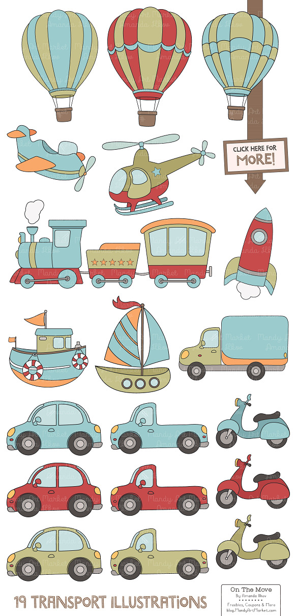 Transportation Clipart & Patterns in Illustrations - product preview 1