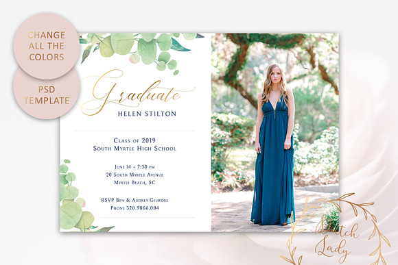 PSD Graduation Announcement Card #5 in Card Templates - product preview 2