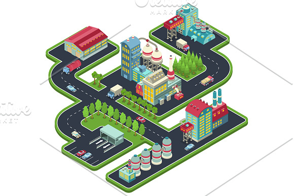 Factory Isometric Set in Illustrations - product preview 2