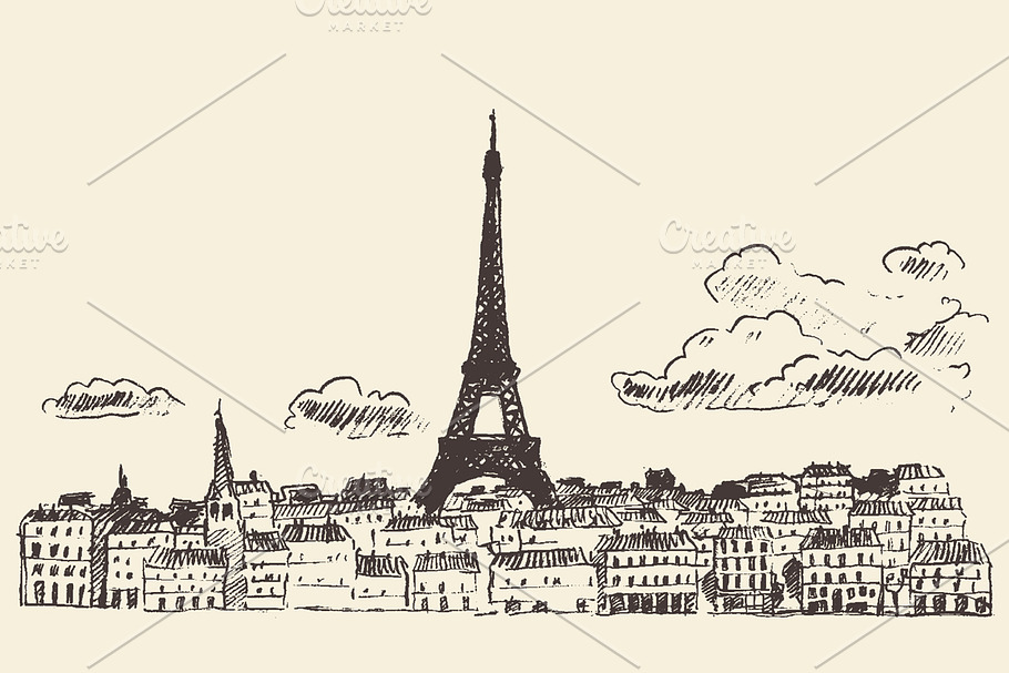Streets in Paris, France in Illustrations - product preview 8