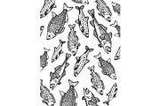 Rain of fish sketch engraving