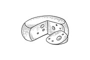 Cheese sketch engraving vector