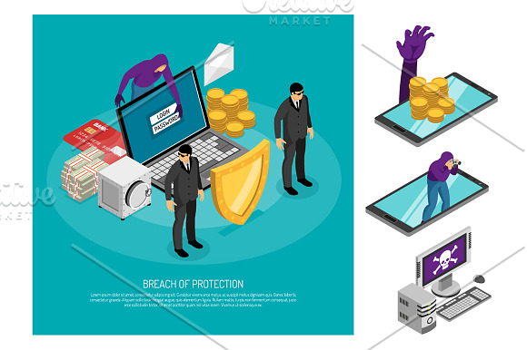 Hackers Isometric Set in Illustrations - product preview 1