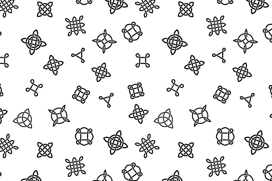 Black white celtic symbols pattern