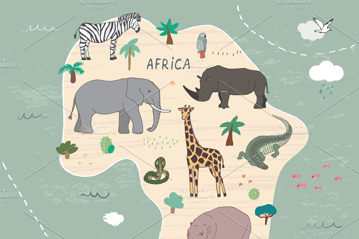 Animals World Map in Illustrations - product preview 8