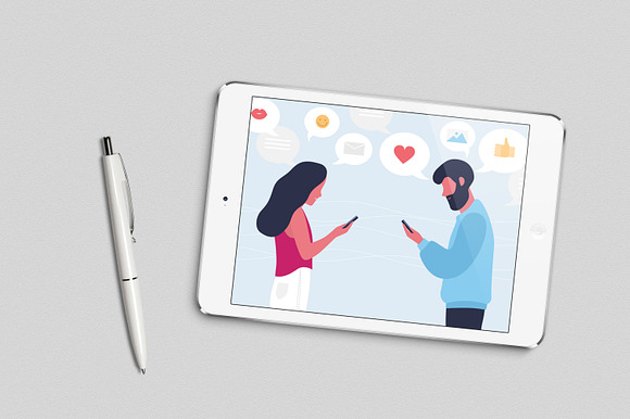 Couple online communication in Illustrations - product preview 2