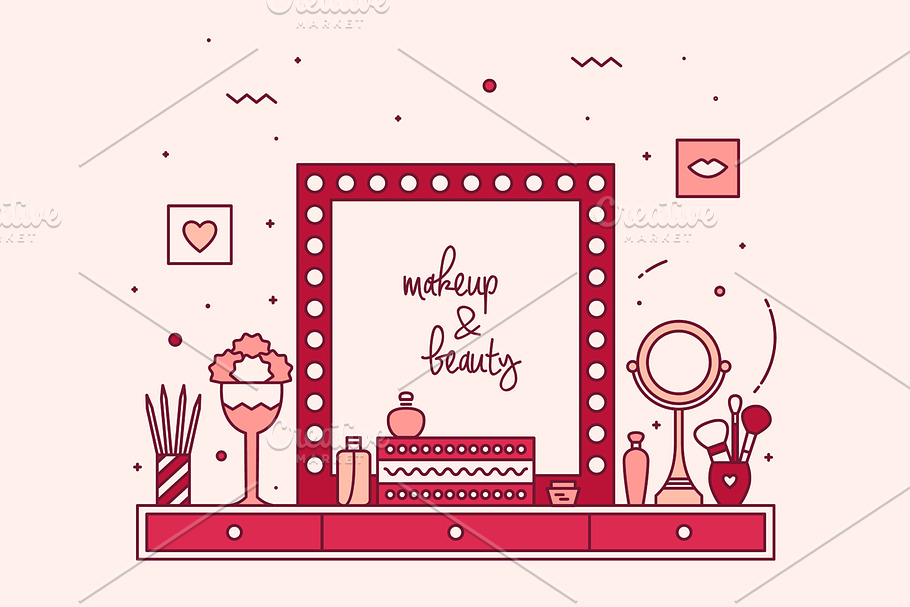 Modern designer makeup table, vanity in Illustrations - product preview 8