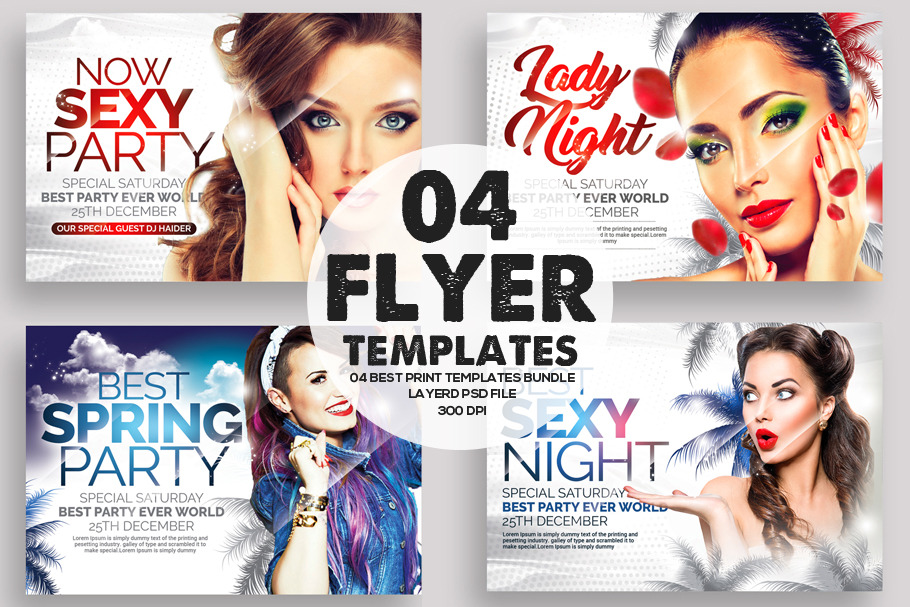 4 Ladies Night Out Party Flyers