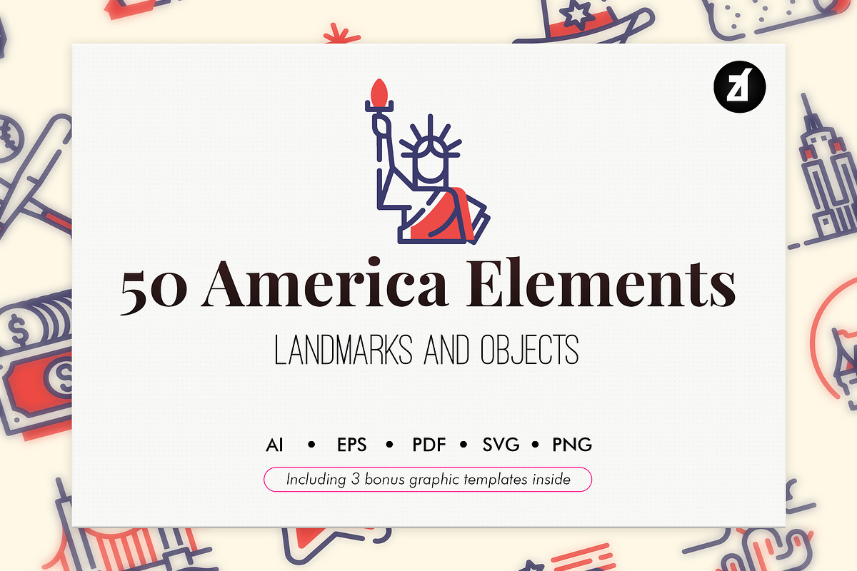 50 USA elements with bonus graphics in Holiday Icons - product preview 8