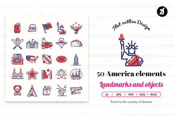 50 USA elements with bonus graphics in Holiday Icons - product preview 1