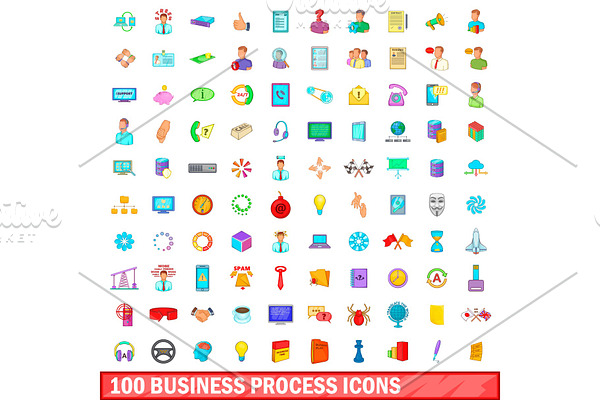 100 business process icons set
