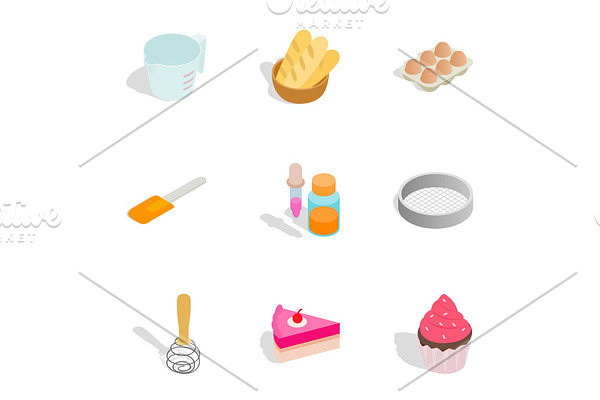Confectionery icons, isometric 3d