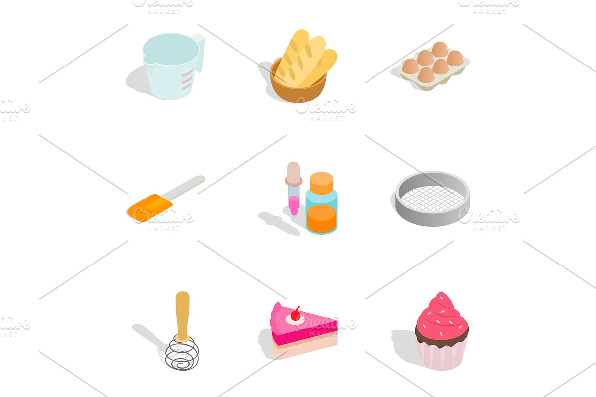 Confectionery icons, isometric 3d in Illustrations - product preview 8