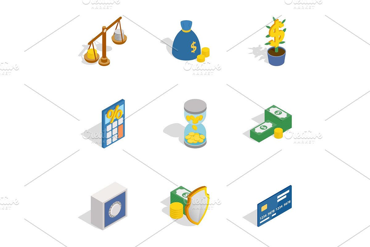 Money and finance icons, isometric in Illustrations - product preview 8