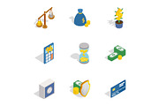 Money and finance icons, isometric