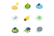 Crisis icons, isometric 3d style