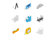 Architecture icons, isometric 3d