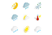 Forecast icons, isometric 3d style