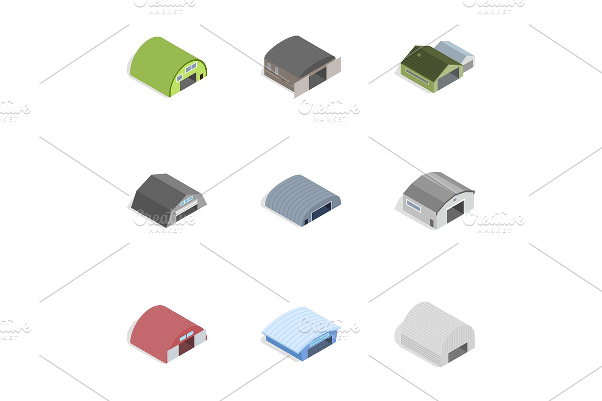 Industrial building icons, isometric in Illustrations - product preview 8