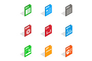 File label icons, isometric 3d style