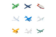 Aircraft icons, isometric 3d style
