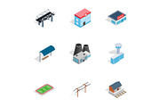 City buildings icons, isometric 3d