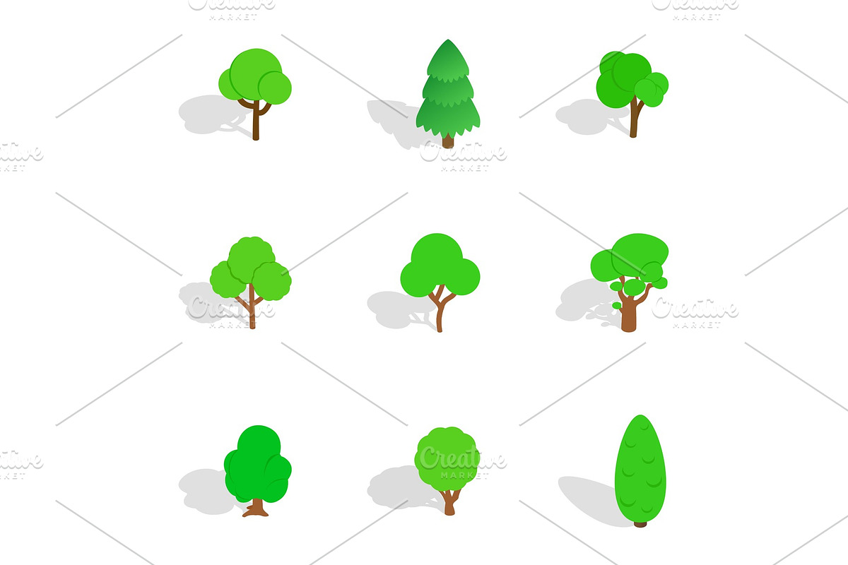 Trees icons, isometric 3d style in Illustrations - product preview 8