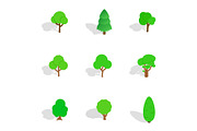 Trees icons, isometric 3d style